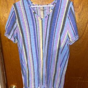 Lane Bryant Multicolor Striped V-Neck Top